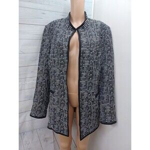 JM Studio by John Meyer Sz 18 Blue White  Long Cardigan Blazer Jacket